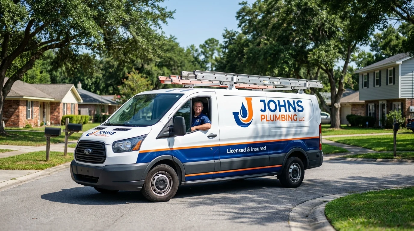 Johns Plumbing LLC service van in Marlboro, NJ