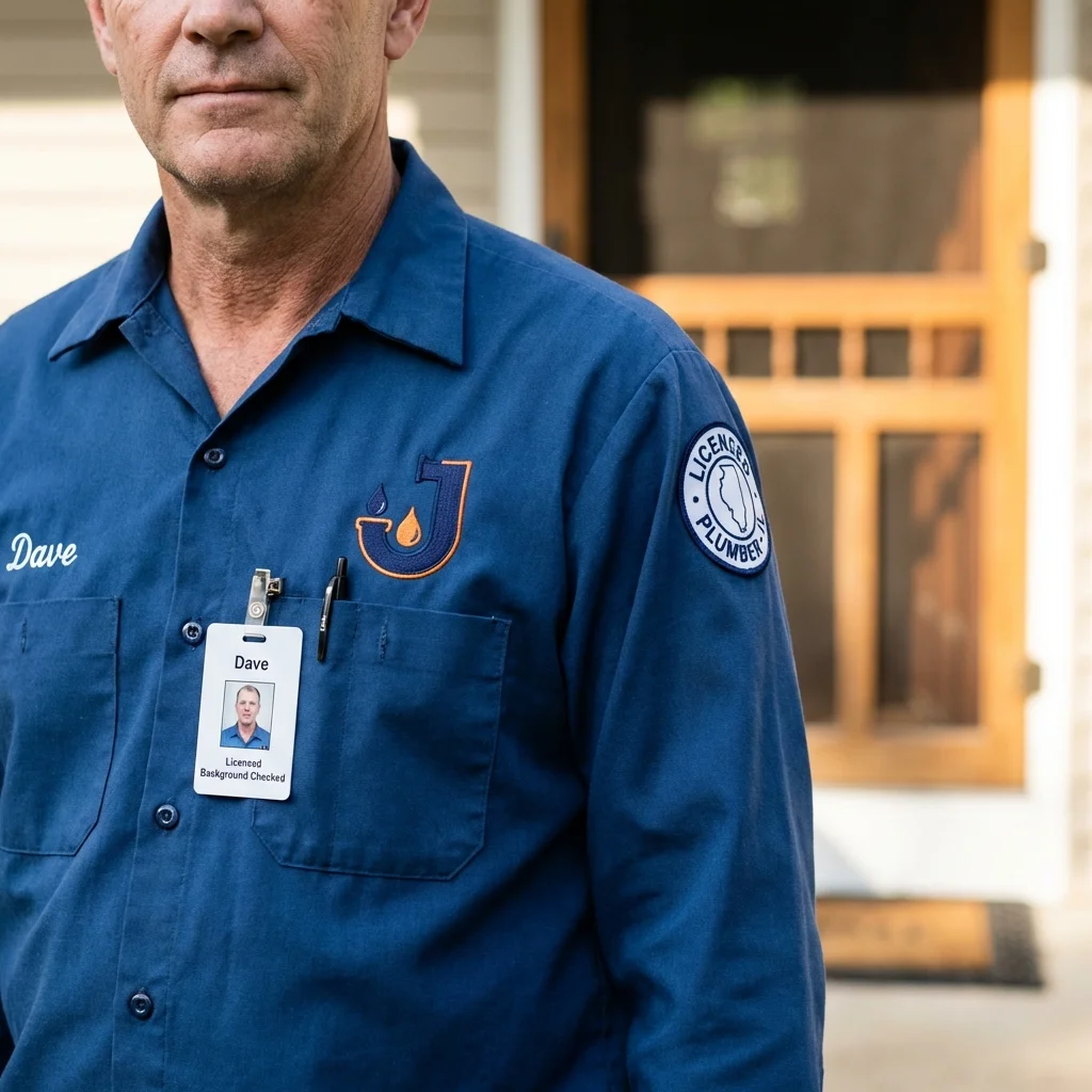 Licensed plumber showing ID badge in Marlboro, NJ