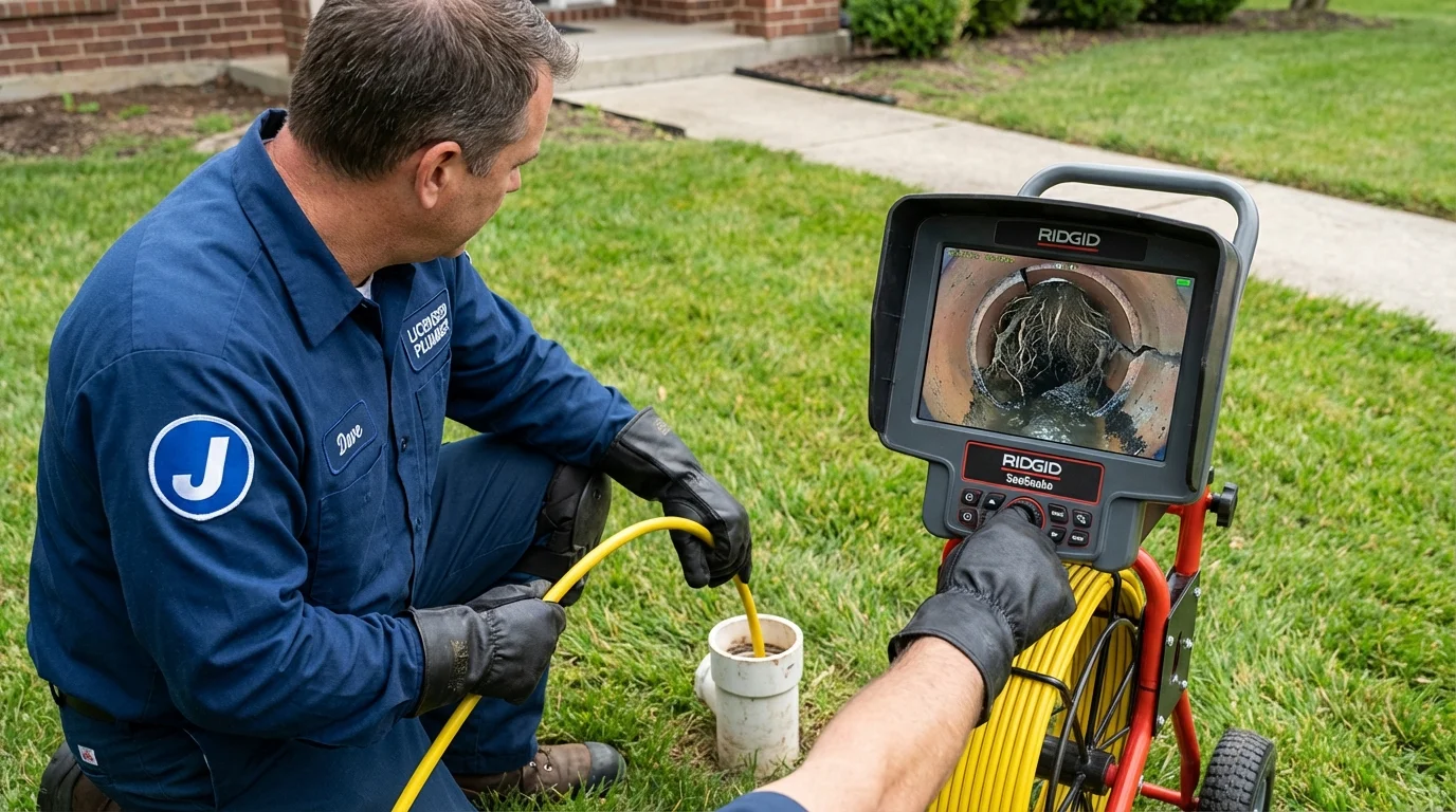 Sewer camera inspection being performed by Johns Plumbing LLC in Marlboro